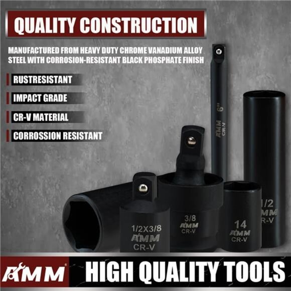 Drive Impact Socket Set, 48-Piece Standard SAE (5/16 to 3/4 inch) - Picture 3 of 7